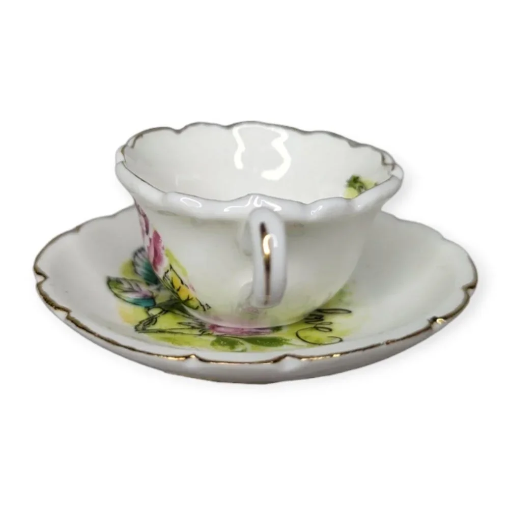 Vintage 1979 Enesco Bone China Miniature Cup & Saucer